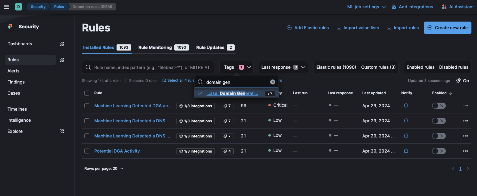 Domain Generation Detection Detection Rules